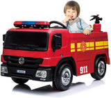 Kids 12V Ride On Battery Powered Electric Fire Truck with Parental Remote Control
