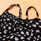 Girls Sleeveless Polka Dot Hearts Strap Jumpsuit & Headband Set