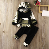 Baby Boys 2Pc Trendy Camouflage Hooded Sweatshirt and Pants Set