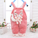 Baby Girls Adorable 2Pc Winter Plush Hooded Sweater Jacket and Soft Overalls Combo.