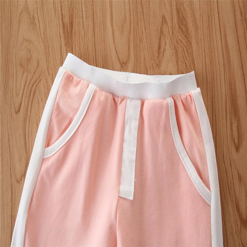 Baby Girls Sporty 3Pc Net Mid-Cropped Hoodie, Trendy Sports Top & Fashion Jogger Set.