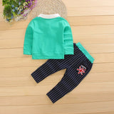 Baby Boys 2PC Little Gentleman Outfits. Long Sleeves Sweater-Shirt (Button Down Look Built In) and Trousers Set.