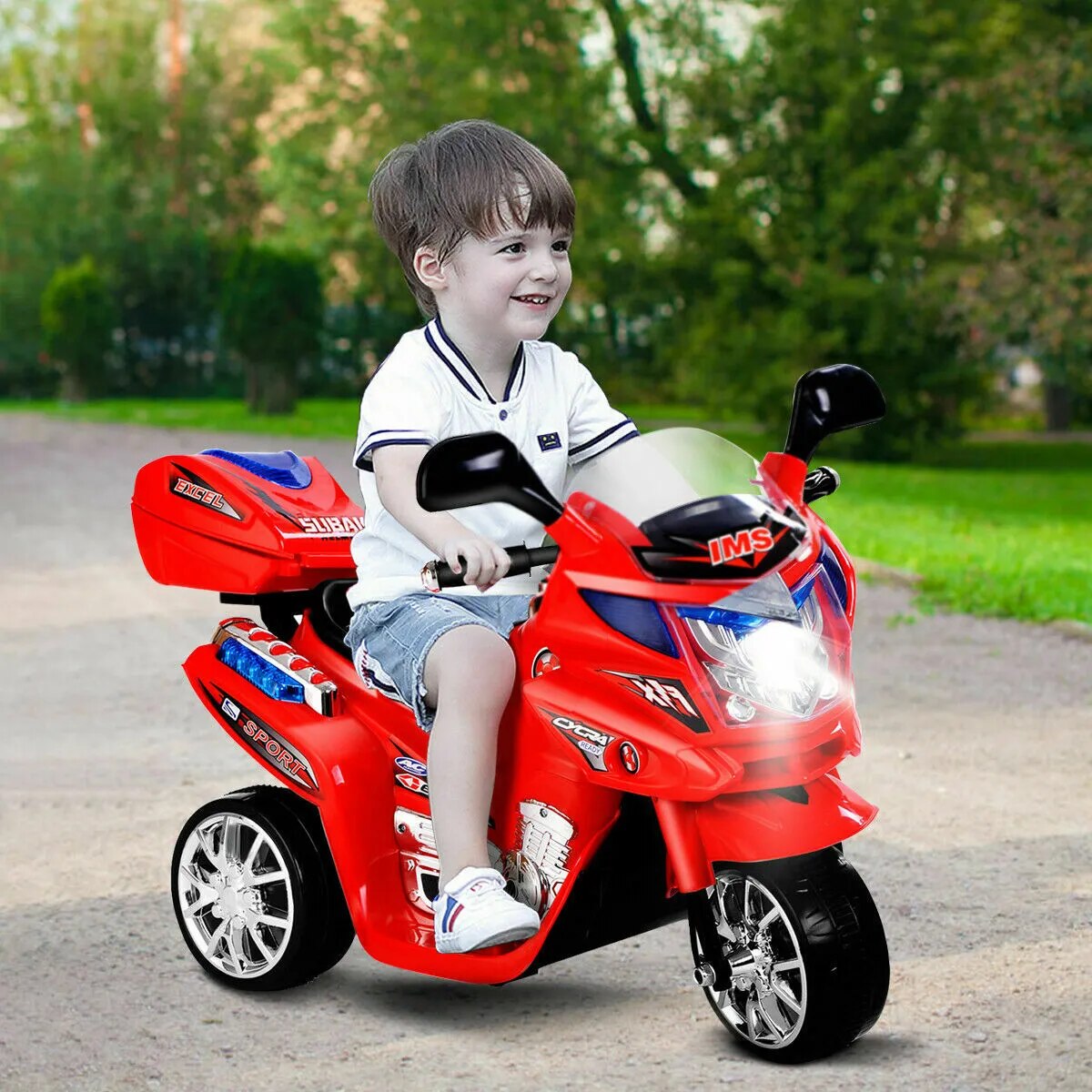 Kids 1.86 MPH 3 Wheel Battery Powered Ride On Motorcycle