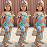 Baby Fashionista 2Pc Floral Off Shoulder Crop Top & Long Split Pants Set.