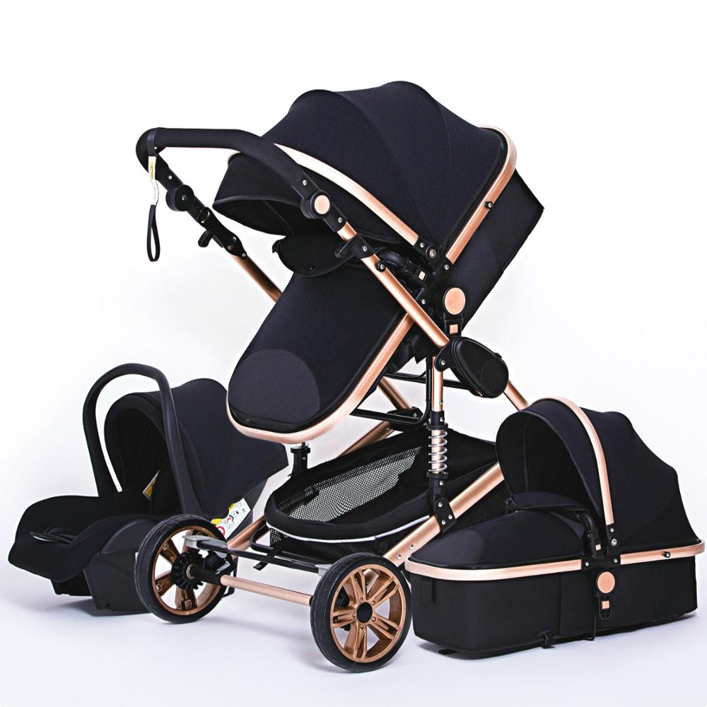 3 in 1 Multifunctional luxury Baby Stroller & Carseat. Portable High Landscape 4 Wheel Folding Carriage