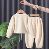 Baby Girls Trendy 2Pc Long Sleeve Cotton Pullover & Elastic Waist Jogger Set.