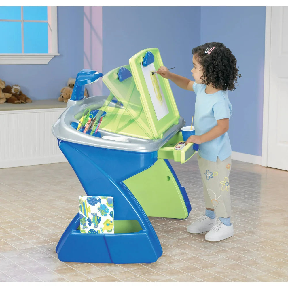 Toddler 2 in 1 Creativity Desk and Easel with Desk Lamp Chair Set