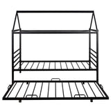 Kids Twin Size House Shaped Metal Platform Bed With Trundle