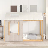 Kids Twin Size Classic Wood House Platform Bed with Roof and Window
