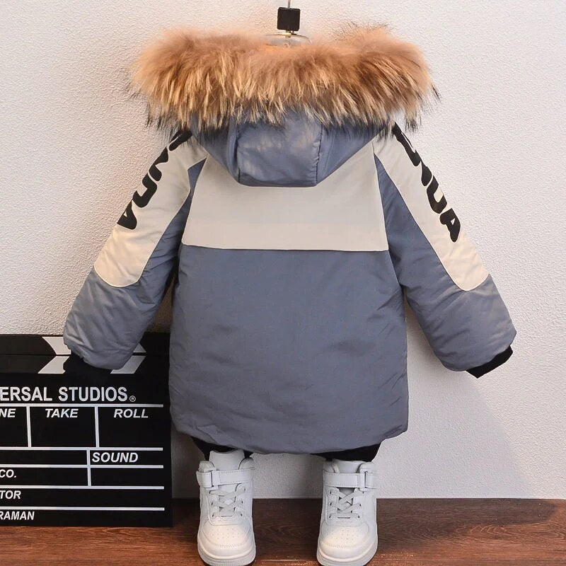 Boys Trendy Thick and Warm Fleece Lined Winter Coat With Fur Hood