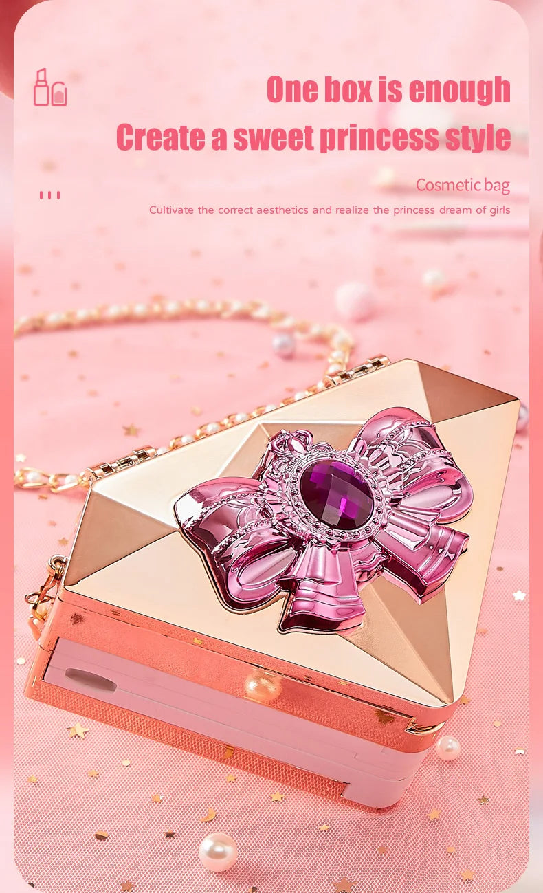Girls Light Up Diamond Cosmetics Makeup Case with Princess Doll & Accessories Sets (2 Styles to Choose From)