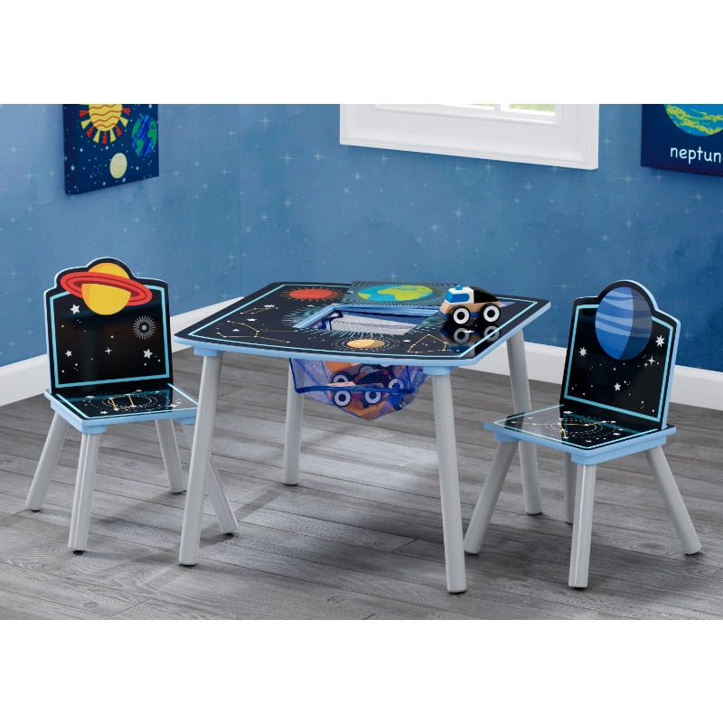 Boys Space Adventures Wood Table and Chair Set with Storage