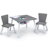 Children 4-Piece Toddler Playroom Table, Chair and Multi-Bin Toy Organizer Set. Blue, Pink or Grey