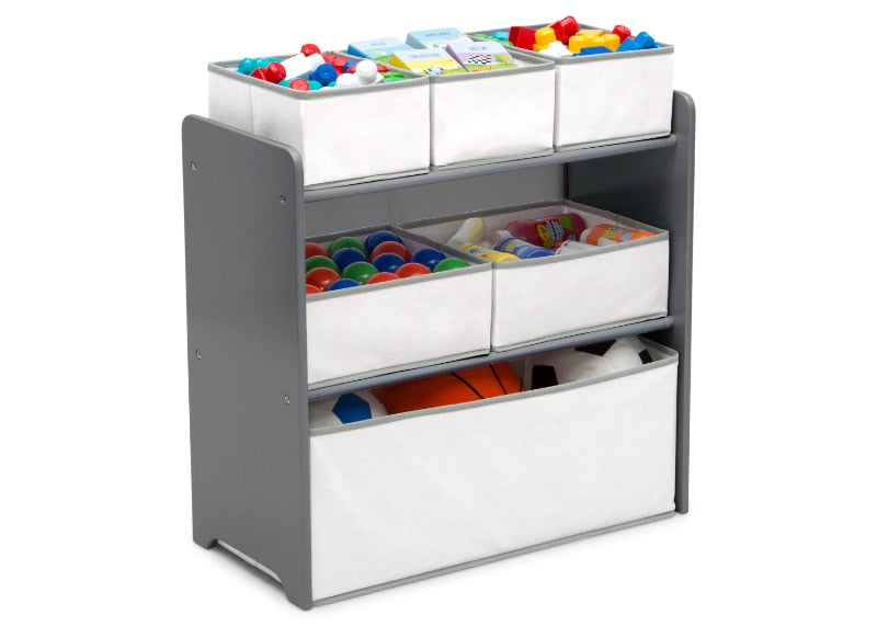 Children 4-Piece Toddler Playroom Table, Chair and Multi-Bin Toy Organizer Set. Blue, Pink or Grey