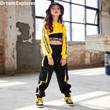 Girls Urban Hip Hop Style 3Pc Long Sleeve Cropped Shirt, Crop Top and Street Dance Cargo Pants Combo. (Each Item Also Available Separately)