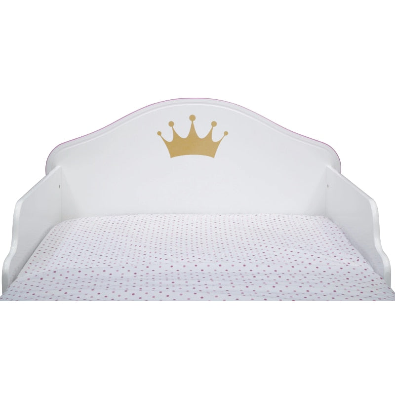 Princess Crown White/Pink Wood Toddler Bed