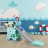 Kids Fun and Sturdy Indoor/Outdoor Slide w/ Basketball Hoop (Ball Included)