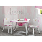 Girls Princess Crown Kids Table and Chair Set with Storage, Greenguard Gold Certified, White/Pink