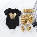Baby Girl 4Pc Cotton Tops, Skirt-Shorts, Shoes & Headdress Sets. (0~18M)