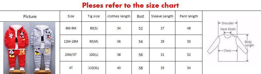 Boys Cute 3Pc Mickey Hooded Sweater, shirt & Pants Set