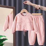 Baby Girls Trendy 2Pc Long Sleeve Cotton Pullover & Elastic Waist Jogger Set.