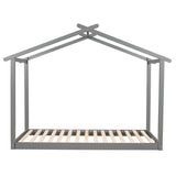 Kid's Twin Size Platform Bed House with Trundle