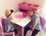 Children 4-Piece Toddler Playroom Set – Includes Play Table with Dry Erase Tabletop, 2 Chairs and 6 Bin Toy Organizer