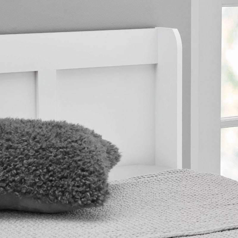 Kid's Platform Twin Bed Frame with Headboard, Soft White or Soft Grey Finish (Mattresses Not Included)