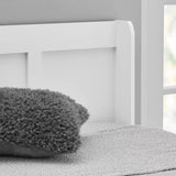 Kid's Platform Twin Bed Frame with Headboard, Soft White or Soft Grey Finish (Mattresses Not Included)