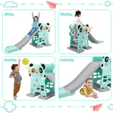 Kids Fun and Sturdy Indoor/Outdoor Slide w/ Basketball Hoop (Ball Included)