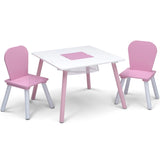 Children 4-Piece Toddler Playroom Table, Chair and Multi-Bin Toy Organizer Set. Blue, Pink or Grey