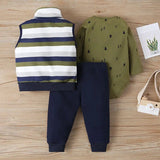 Baby Boys Stylish 3Pc Vest, Cotton Bodysuit and Pant Sets. Ages 3M~24M