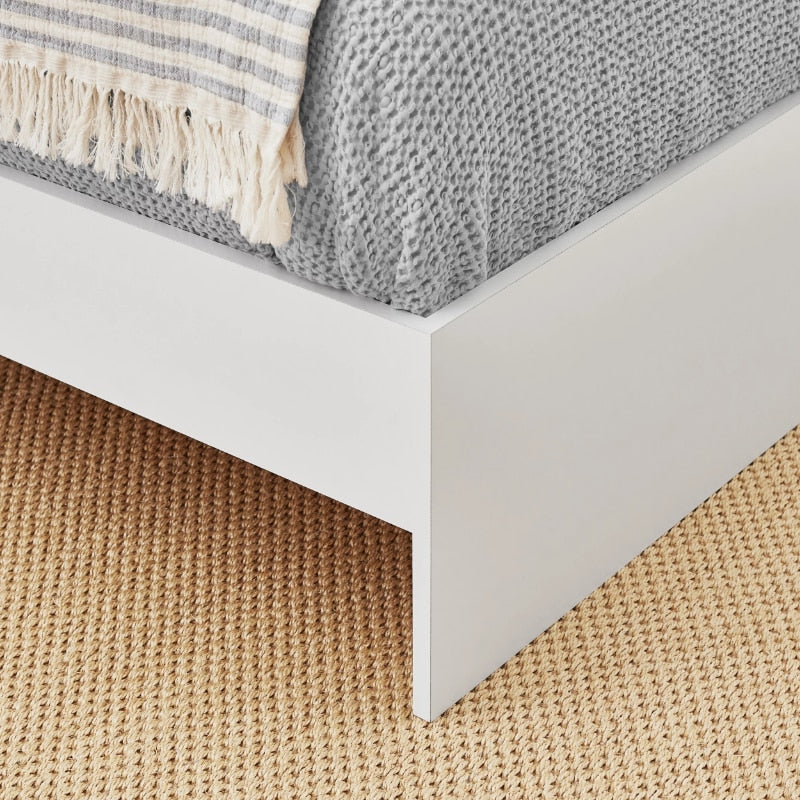 Kid's Platform Twin Bed Frame with Headboard, Soft White or Soft Grey Finish (Mattresses Not Included)