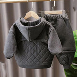 Kids 2Pc Plush Lined Baggy Hoodie Sweatshirt and Thick Jogger Pant Set