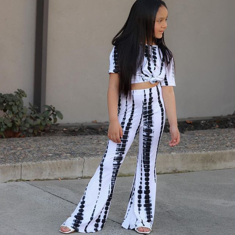 Girls 2pc Tie Dye Shirt & Wide Leg Pant Set
