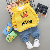 Baby Boys 2Pc Cotton Hooded Sweatshirt and Denim Jeans Set