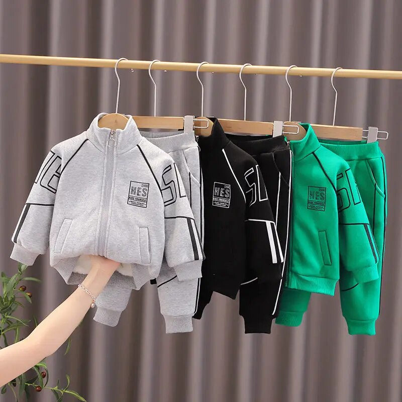 Kids 2Pc Fleece Lined, Thick and Warm Fashion Cotton Sweater and Pant Set.