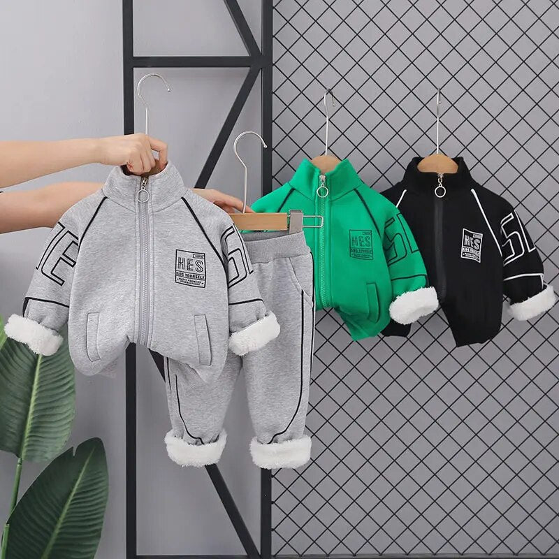 Kids 2Pc Fleece Lined, Thick and Warm Fashion Cotton Sweater and Pant Set.