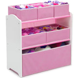 Children 4-Piece Toddler Playroom Table, Chair and Multi-Bin Toy Organizer Set. Blue, Pink or Grey