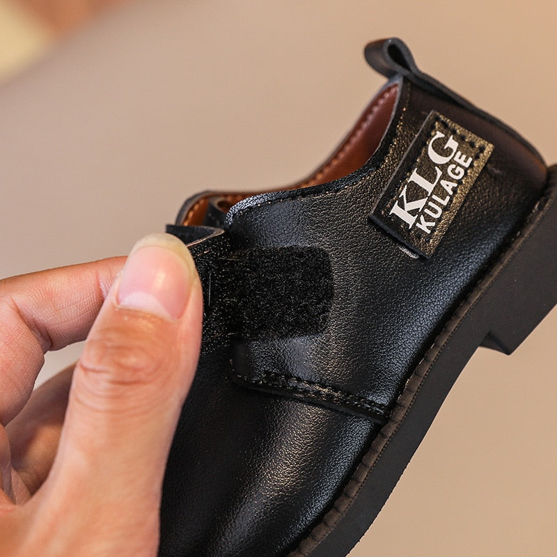 Baby Boys British Style Casual Leather Shoes, In Classic Black or Brown