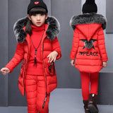 Girls 3Pc Warm Fur Hooded Puffer Vest Coat, Puffer Sleeves Shirt and Puffer Pants Set