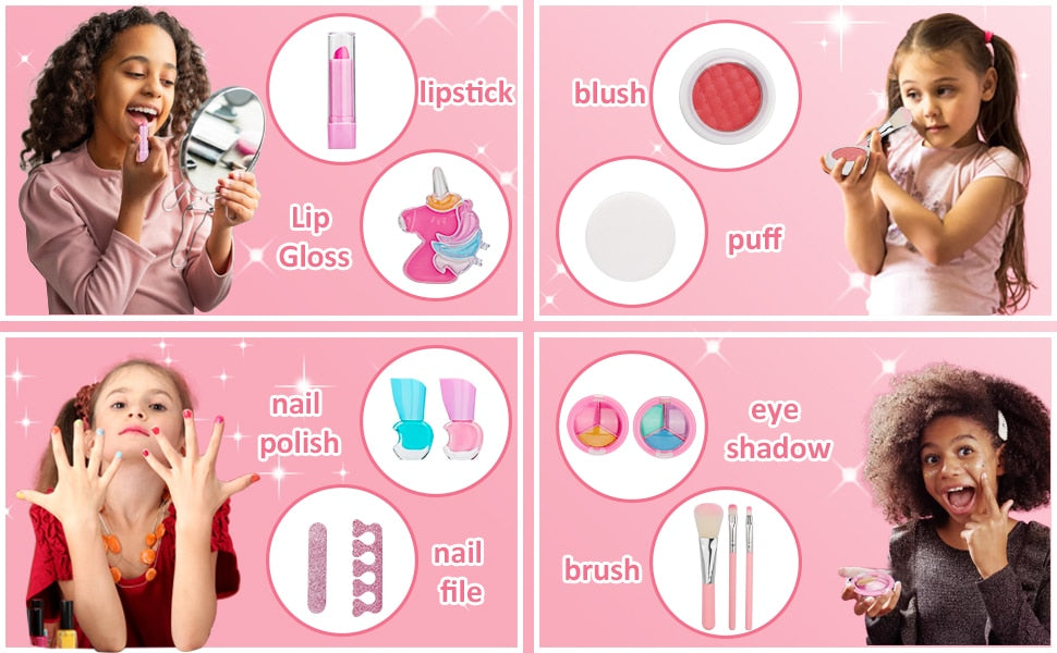 Q-DRAGON Makeup Kit for Little Girls with Unicorn Make up & Stickers