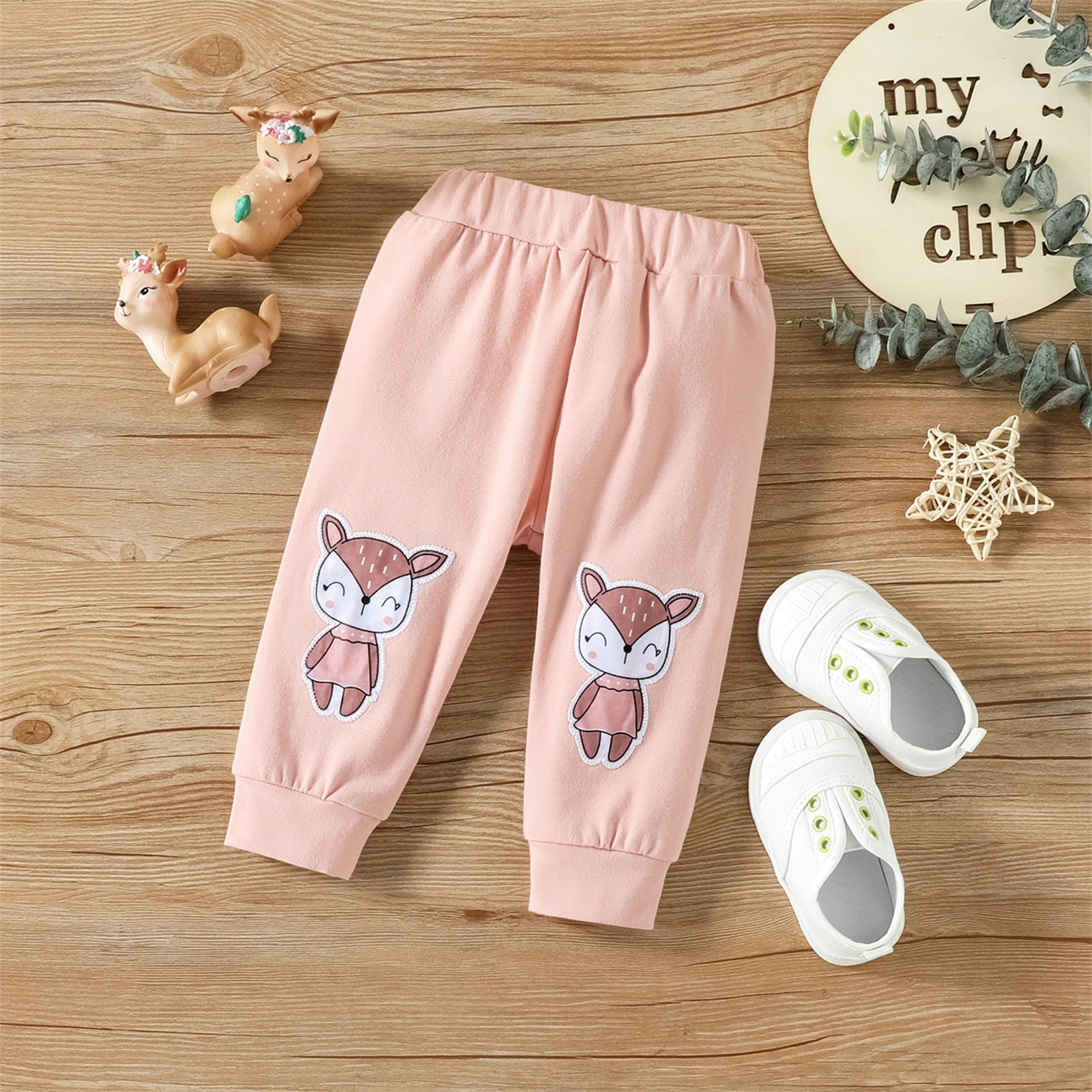 Baby Girl 2Pc Animal Print Long-sleeve Cotton Hoodie and Sweatpants Set
