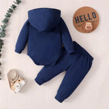 Babies "Little Boss" 2Pc Long Sleeve Hooded Onesie and Pant Set