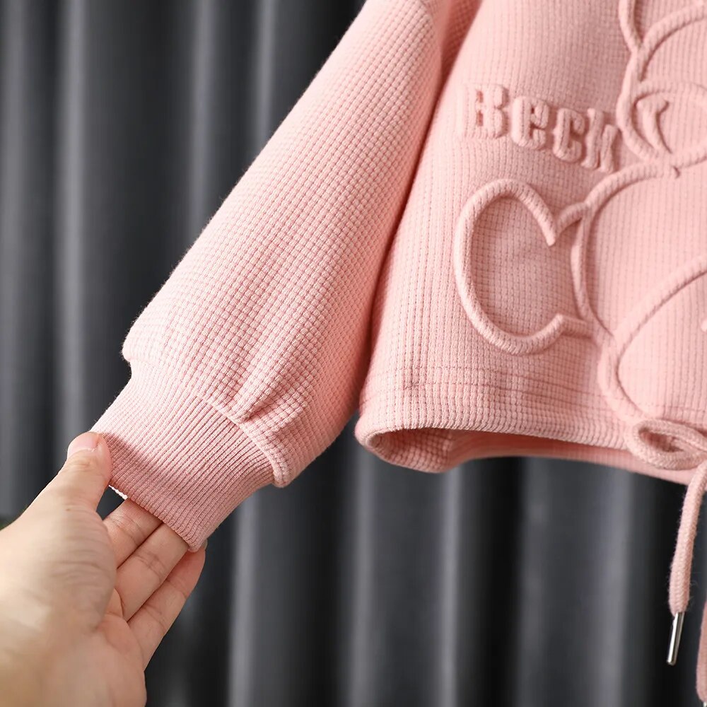 Baby Girls Trendy 2Pc Long Sleeve Cotton Pullover & Elastic Waist Jogger Set.