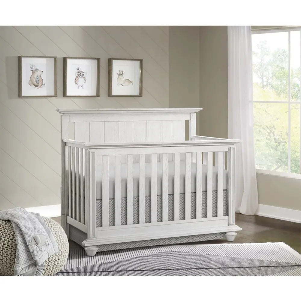 Baby 4-in-1 Convertible Crib, Graphite Gray, Wooden Crib or in a Weathered White finish