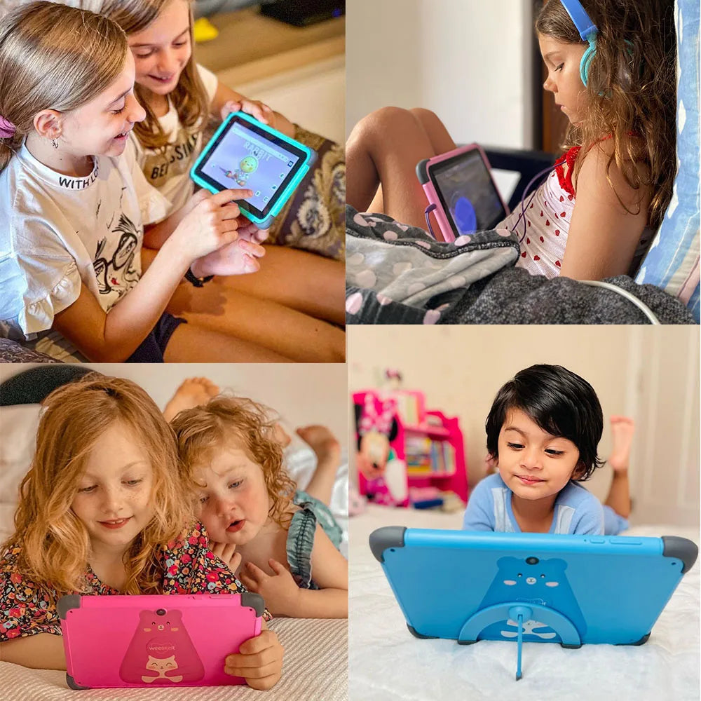 Kids 7 Inch, 1024x600 HD, Quad Core, Dual Wifi, 2GB 32GB, 11.0 Android Tablet with Holder