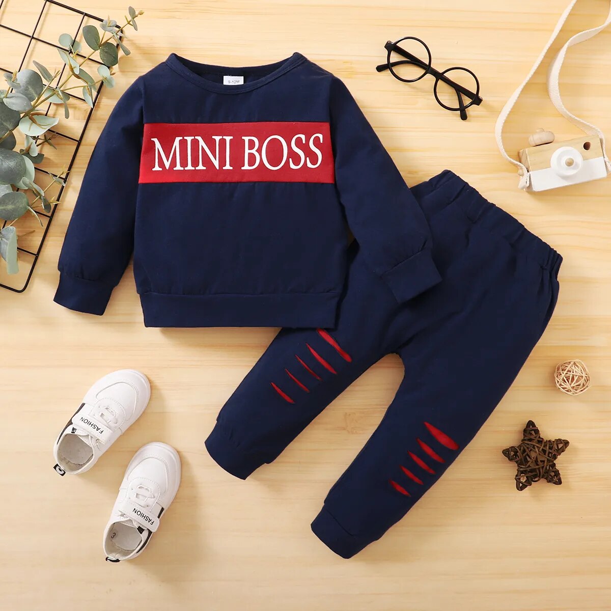 Baby Boy Trendy 2Pc Long Sleeve Sweater & Pant Set.