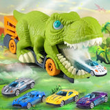 Kids Montessori Dinosaur Fun Car Carrier Truck With Mini Cars & Racing Track. (Some Items available separately)