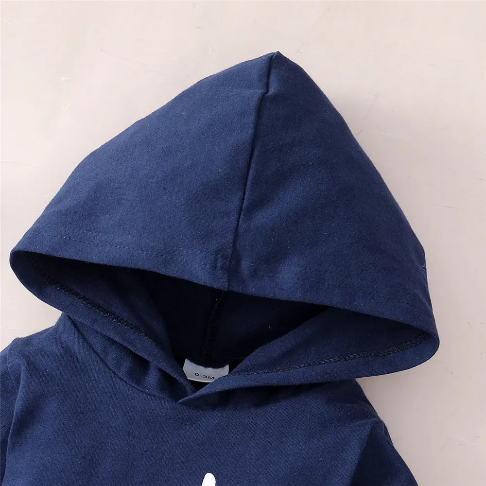Babies "Little Boss" 2Pc Long Sleeve Hooded Onesie and Pant Set